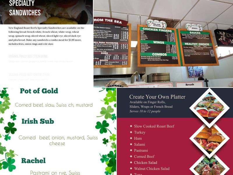 New England Roast Beef Inc Menu