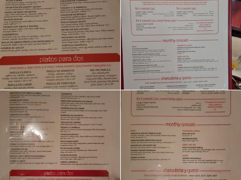 Bocado Tapas Wine Bar Menu