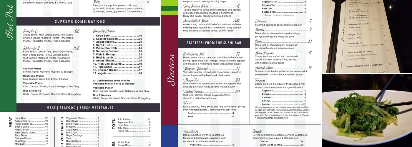 Baba Sushi Menu