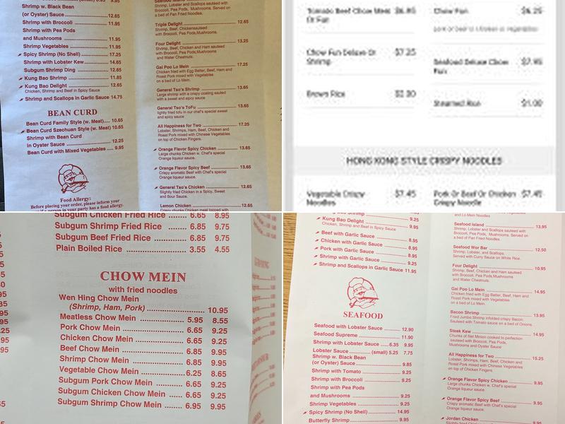 Wen Hing Restaurant Menu