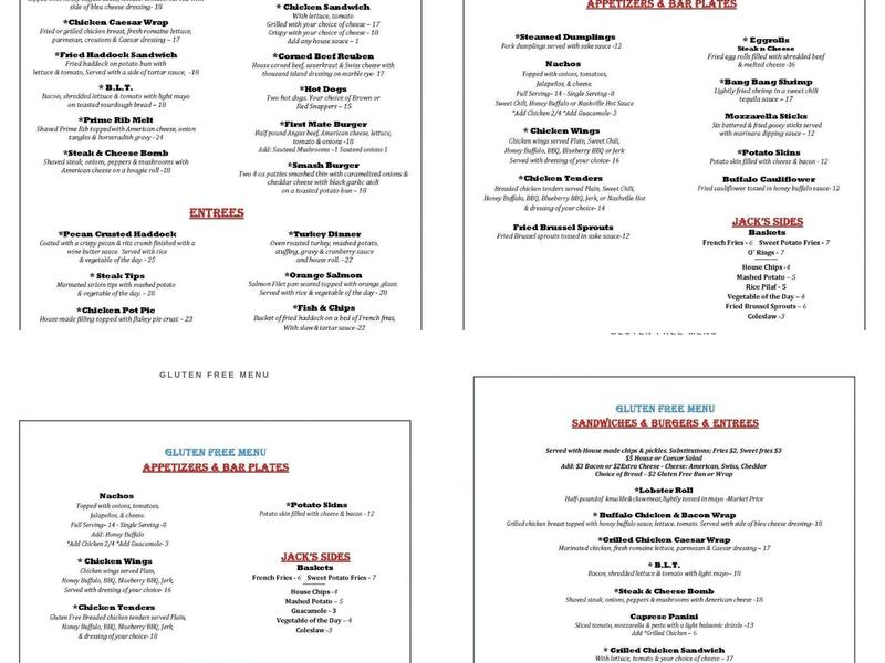 Captain Jack's Menu