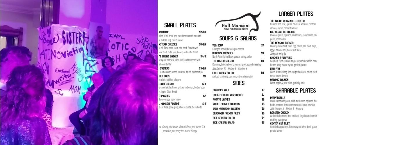 Bull Mansion Event Space Menu