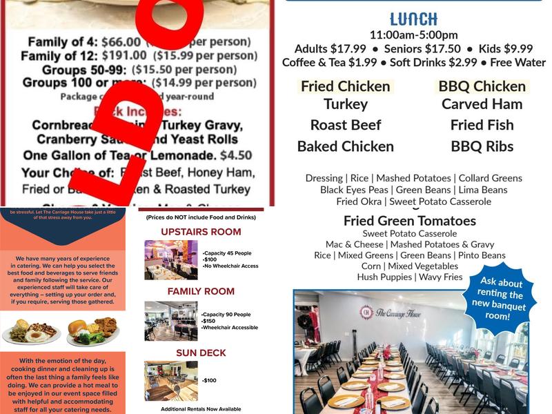 The Carriage House Buffet of Jefferson Menu