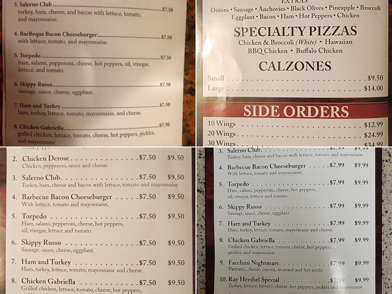 Salerno Pizzeria Menu