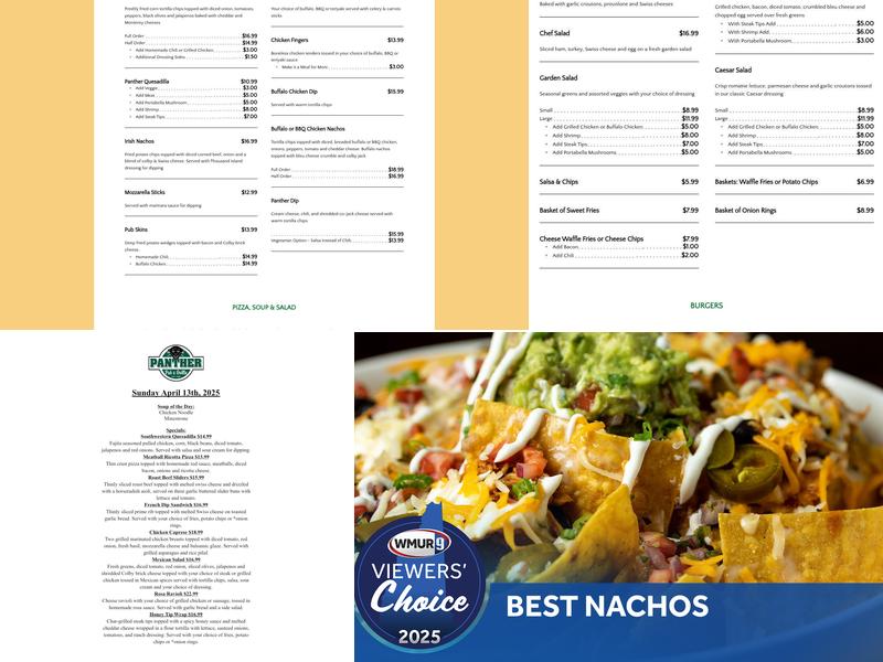 Panther Pub & Grille Menu