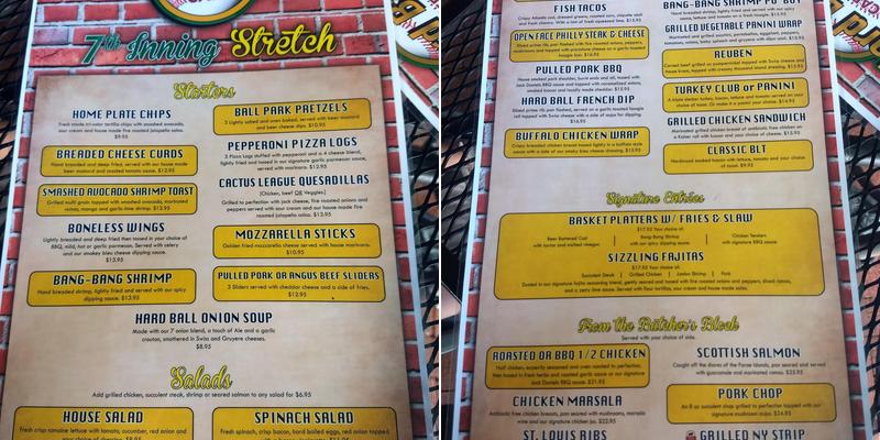 HardBall Café Menu