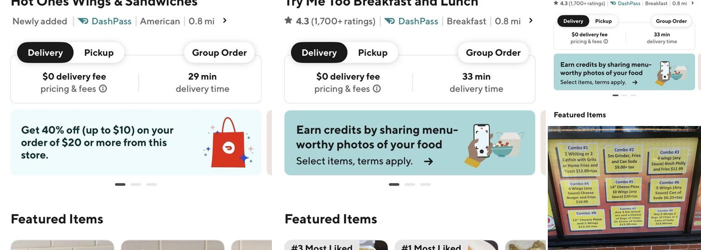 TRY ME TOO BREAKFAST AND LUNCH Menu