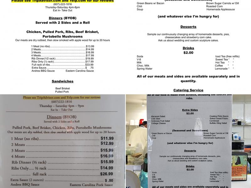 Andres Blue Ribbon BBQ Menu