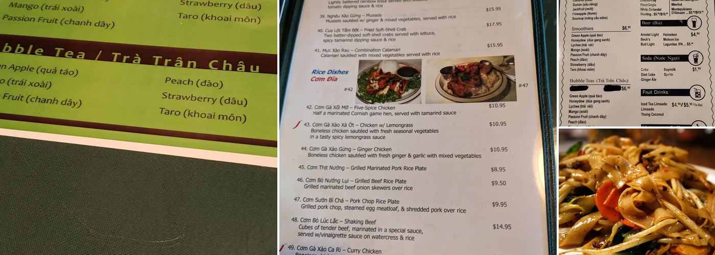 Phở Sàigòn Menu