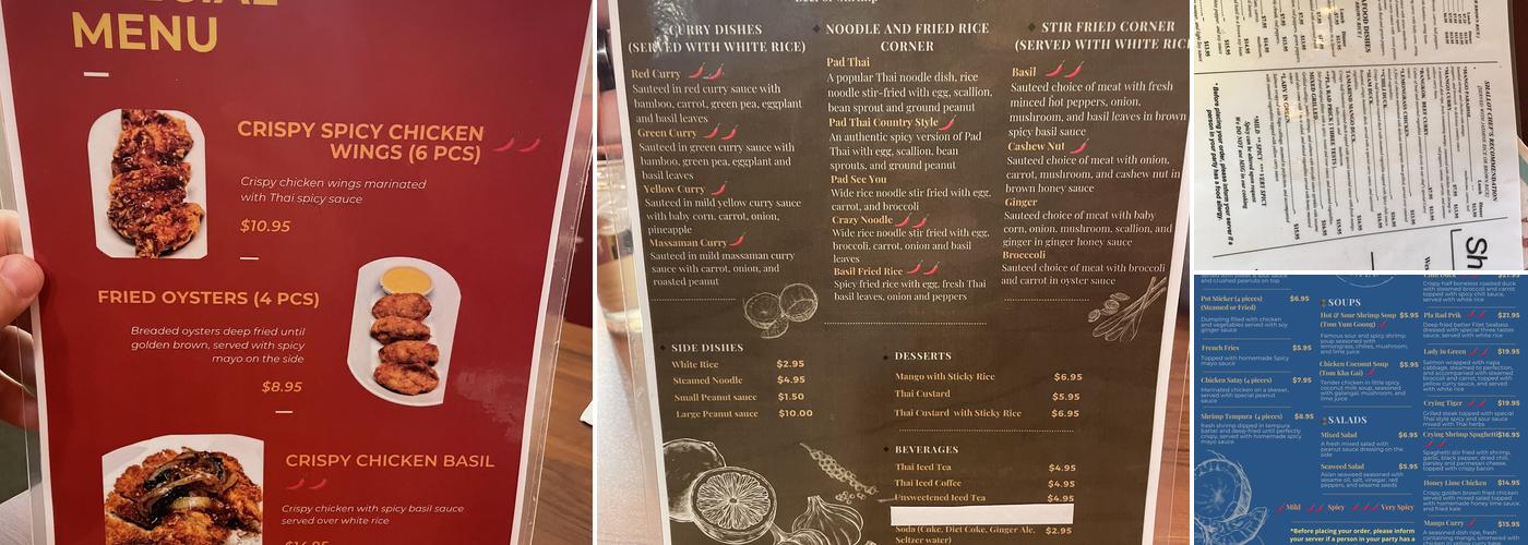 Thai Shallot Menu