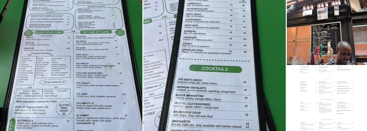 Comet Ping Pong Menu