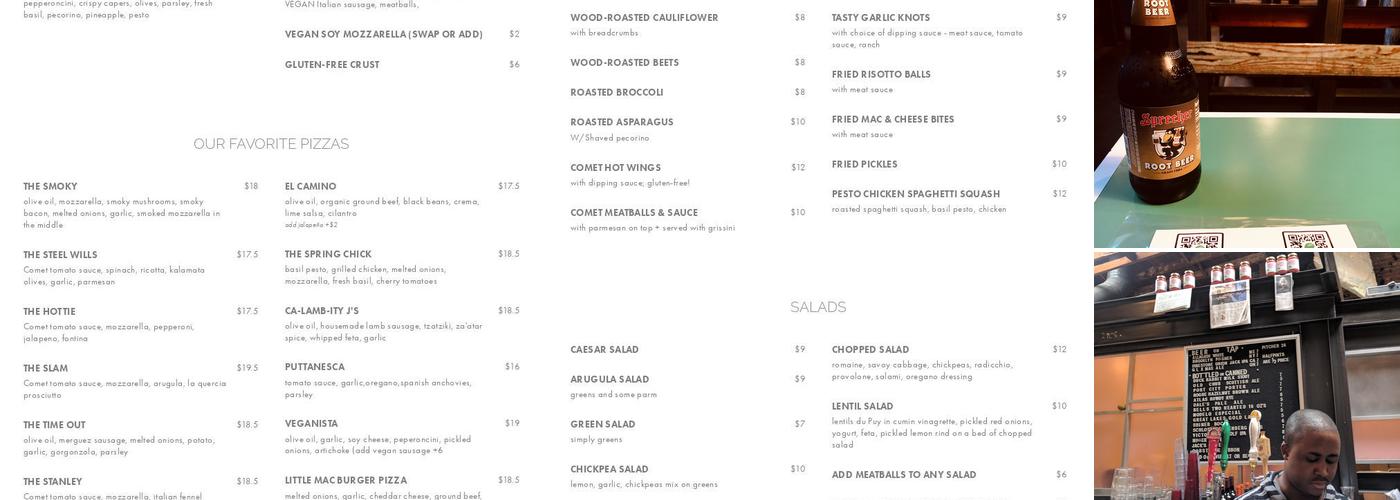 Comet Ping Pong Menu
