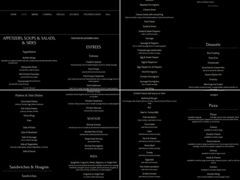 Fratelli's Restaurant Menu