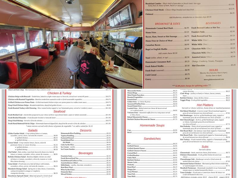Glider Diner Menu