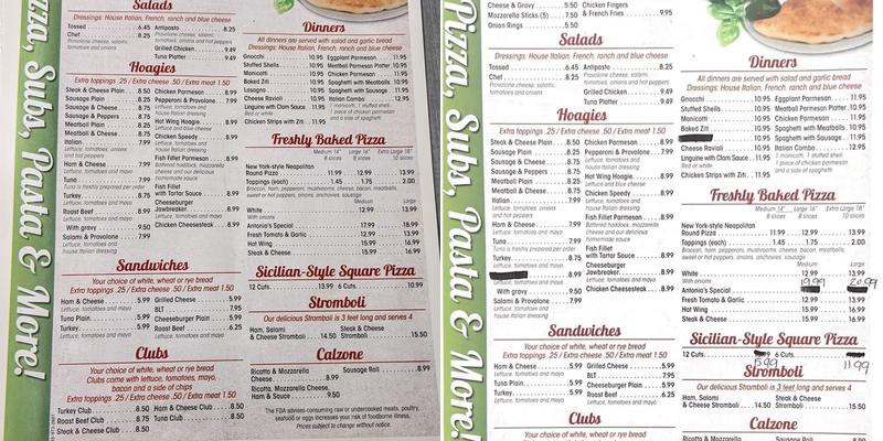 Antonio's Menu