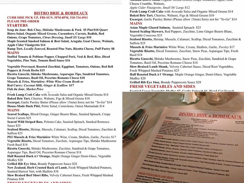 Bistro Brie & Bordeaux Menu