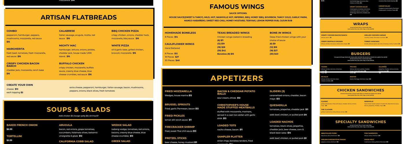 Christopher's Tavern Menu