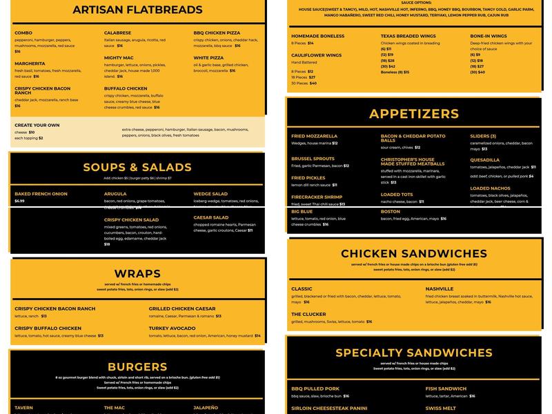 Christopher's Tavern Menu