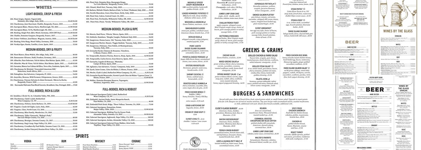 Clyde's of Chevy Chase Menu
