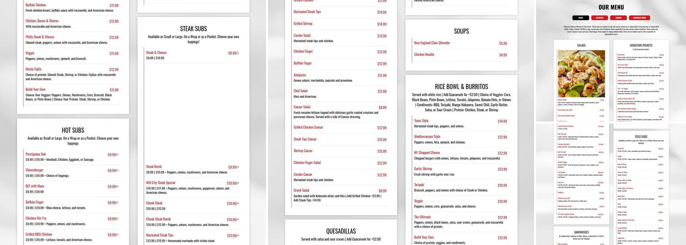 Mill City Pizza Menu