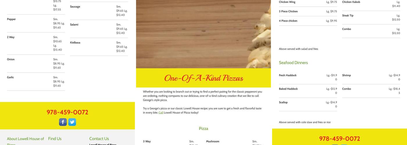 George's Pizza House Menu