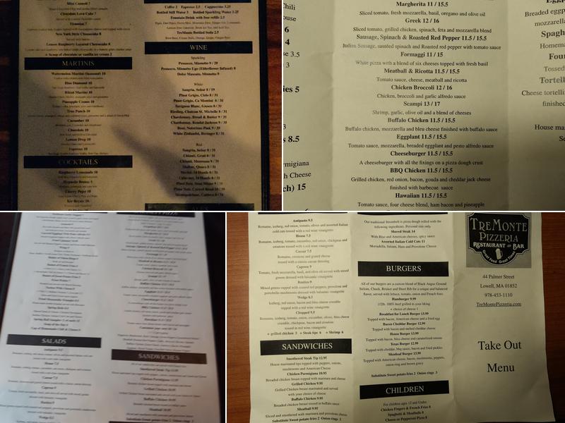 TreMonte Pizzeria Restaurant & Bar Menu