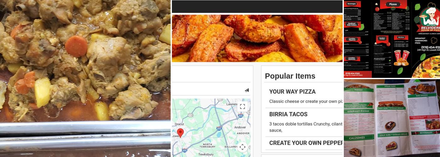 Belvidere House of Pizza Menu