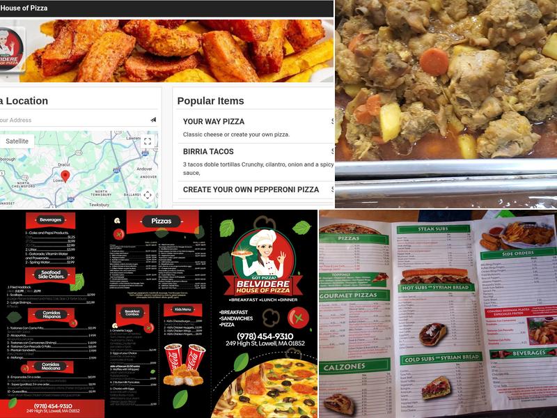 Belvidere House of Pizza Menu