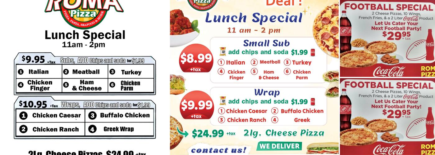 Roma Pizza Menu