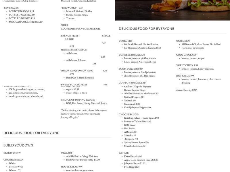 UBURGER Menu