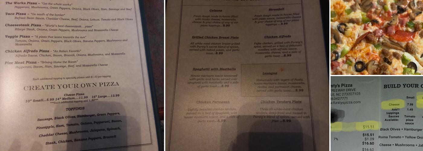 Fursty's Restaurant Menu