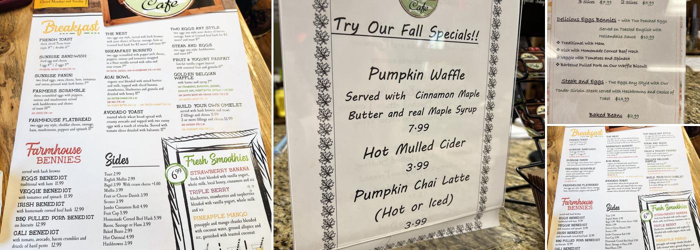 The Farmhouse Cafe Menu