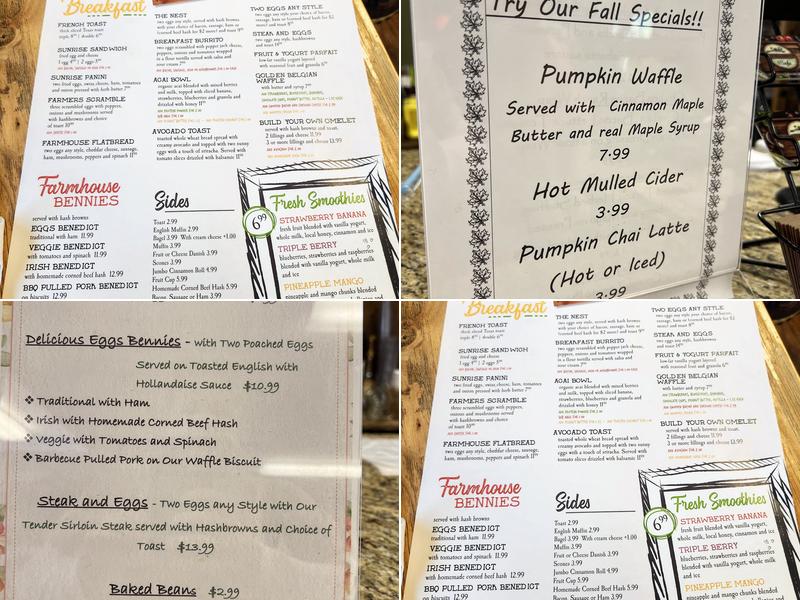 The Farmhouse Cafe Menu