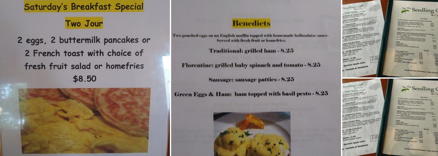 The Seedling Café and Catering Menu