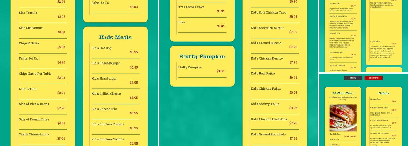 Oscar's Pinatas Menu