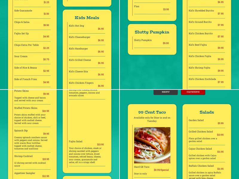 Oscar's Pinatas Menu