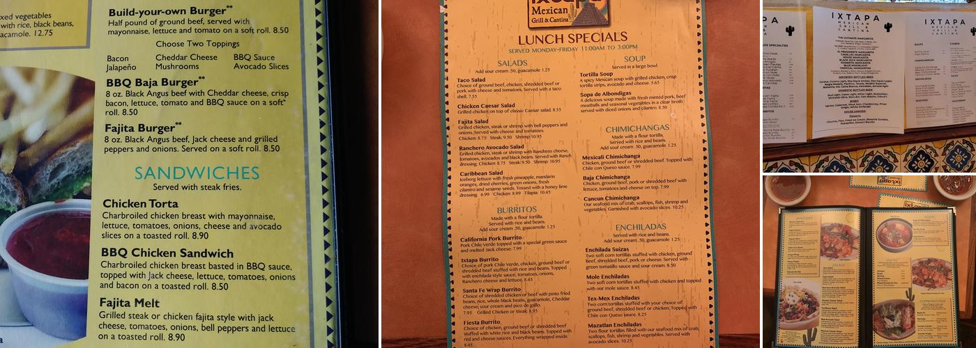 Ixtapa Mexican Grill & Cantina Menu