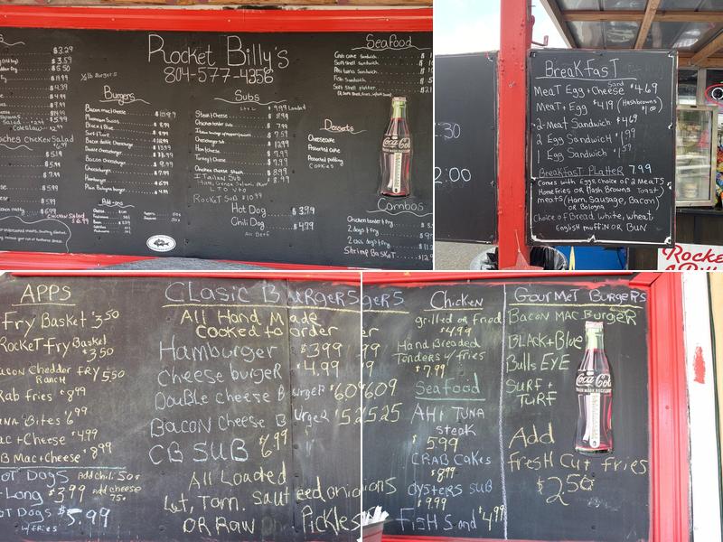 Rocket Billy's Menu