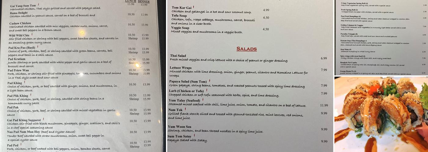 Chao Phraya Menu
