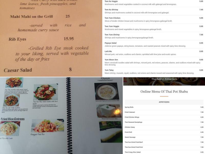 Thai Pot Pho Menu