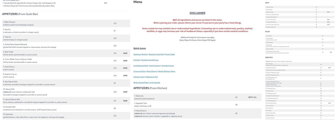 Yujo Sushi & Asian Cuisine Menu