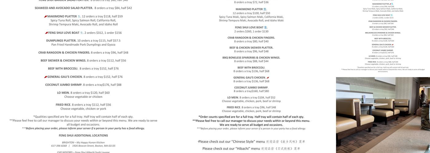 Feng Shui Kitchen Menu