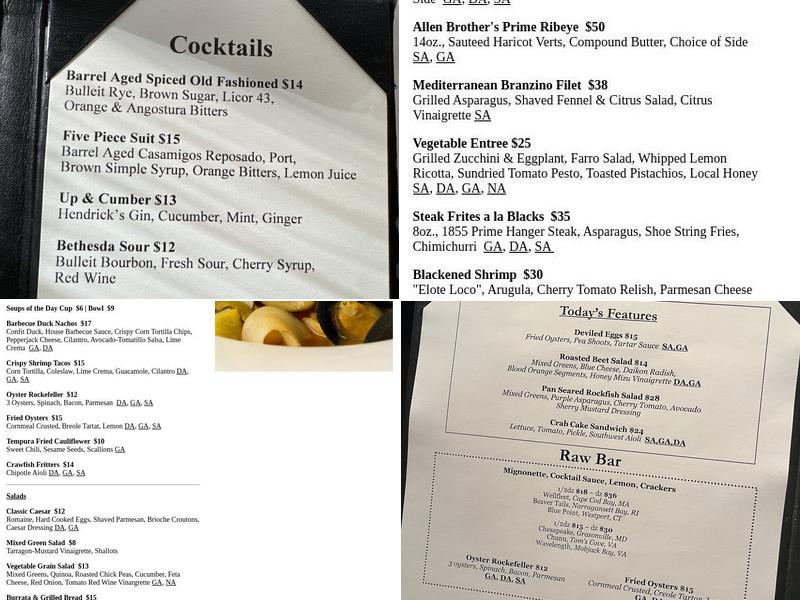 Black's Bar & Kitchen Menu