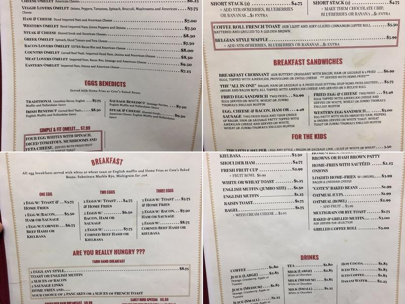 Martha's Diner Menu