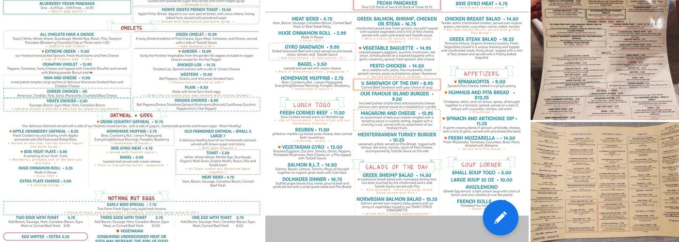 Island Cafe Menu