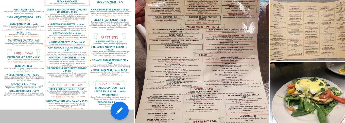 Island Cafe Menu
