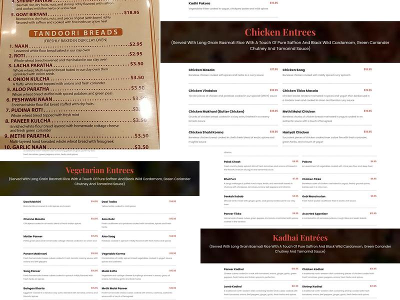 Kadhai - Indian Restaurant Menu