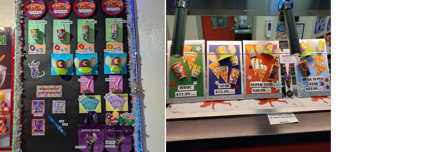 Chuck E. Cheese Menu