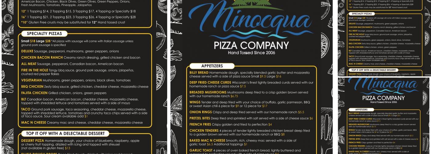 Minocqua Pizza Company Menu