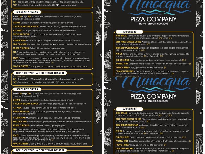 Minocqua Pizza Company Menu